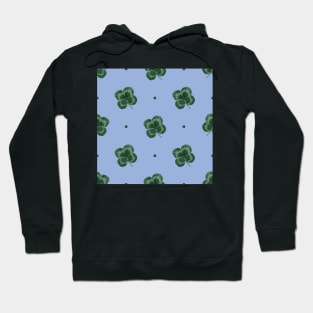 Lucky four leaf clover shamrock print on blue Hoodie